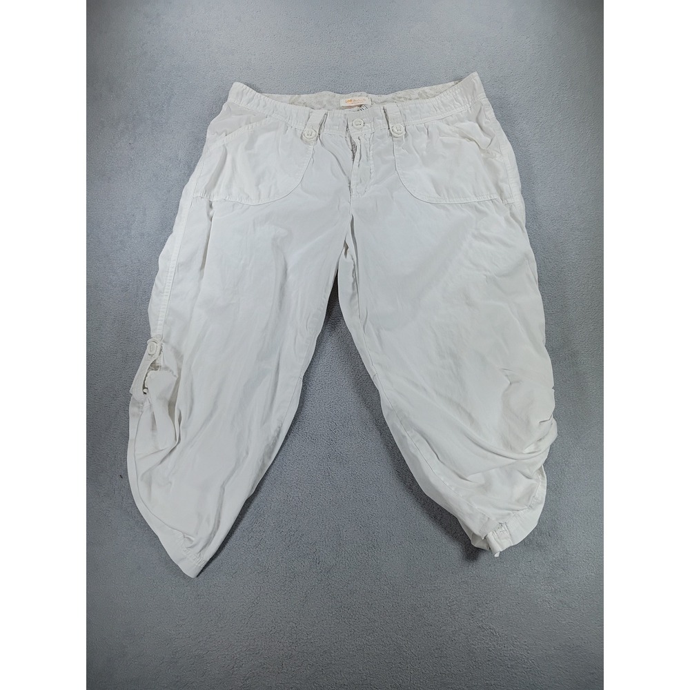 Lee Womens One True Fit Capri Pants White 16M Relaxed Cotton Stretch